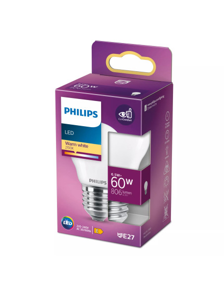 Philips Lampadina candela smerigliata a filamento 60 W P45 E27