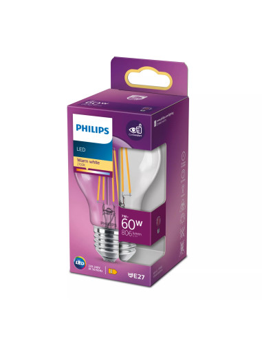 Philips Lampadina trasparente a filamento 60 W A60 E27
