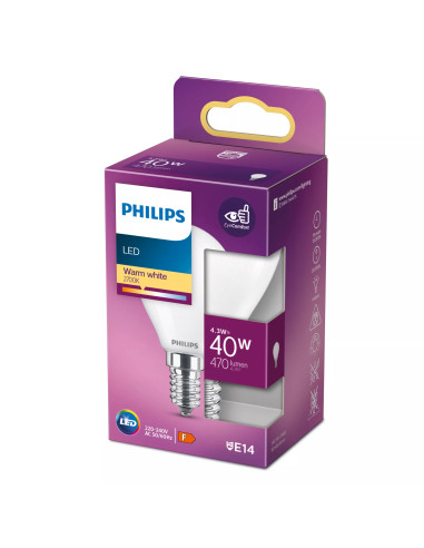 Philips Lampadina candela smerigliata a filamento 40 W P45 E14