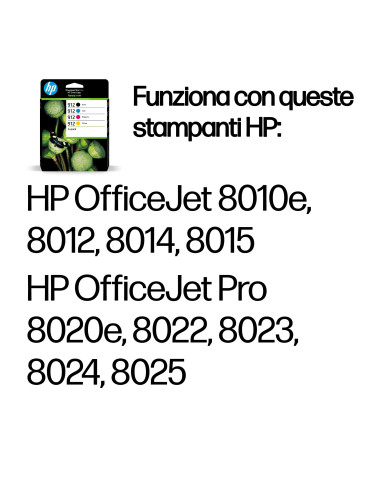 HP Confezione da 4 cartucce di inchiostro nero, ciano, magenta, giallo originali 912