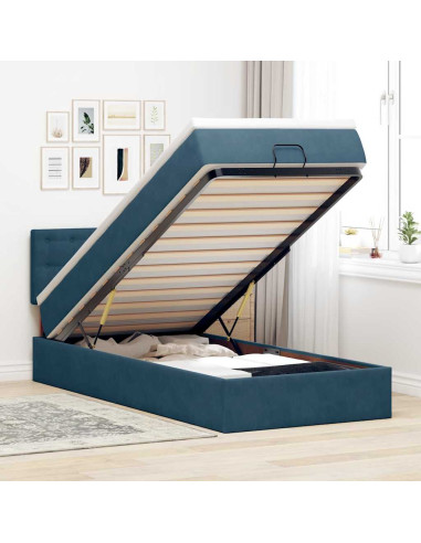 Struttura Letto Pouf con Materasso 80x200 cm Velluto