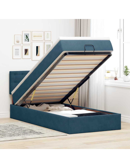 Struttura Letto Pouf con Materasso 80x200 cm Velluto