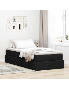 Letto con contenitore e materasso Nero 100 x 200 cm Poliestere