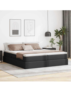 Letto con contenitore e materasso Nero 200 x 200 cm