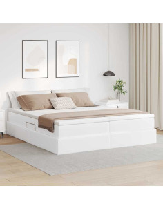 Letto con contenitore e materasso Bianco 200 x 200 cm