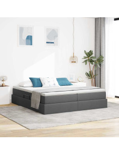 Letto con contenitore e materasso Grigio scuro 180 x 200 cm