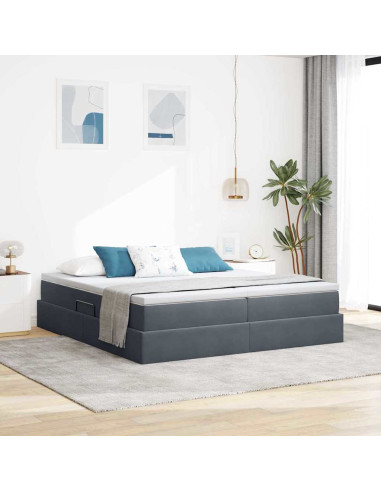 Letto con contenitore e materasso Grigio scuro 180 x 200 cm