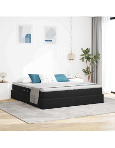 Letto con contenitore e materasso Nero 180 x 200 cm Velluto