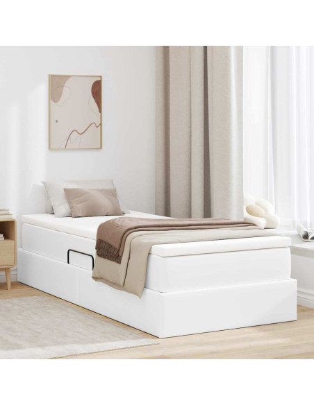 Letto con contenitore e materasso Bianco 100 x 200 cm