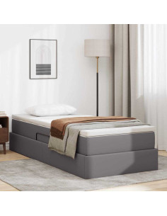 Letto con contenitore e materasso Grigio 100 x 200 cm