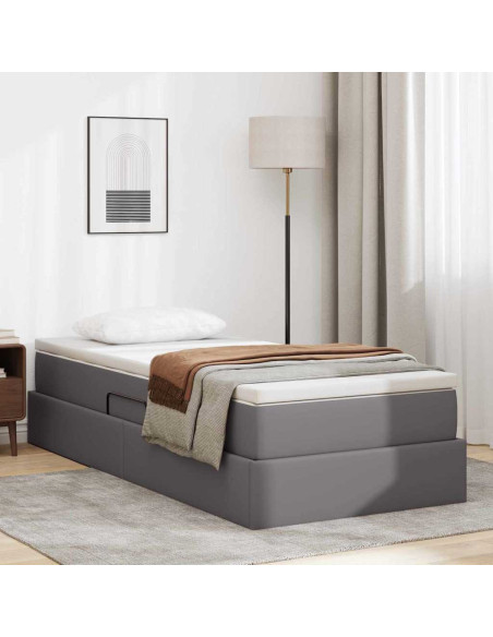 Letto con contenitore e materasso Grigio 100 x 200 cm