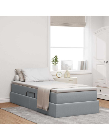 Letto con contenitore e materasso Grigio chiaro 90 x 190 cm