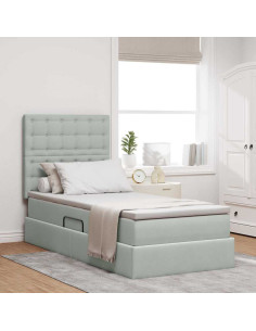 Letto con contenitore e materasso Grigio chiaro 100 x 200 cm
