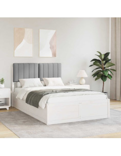 Letto con Testiera Rivestita Grigio chiaro 120 x 200 cm 2