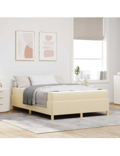 Struttura del letto con materasso Crema 140 x 190 cm Tessuto