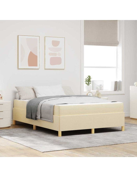 Struttura del letto con materasso Crema 140 x 190 cm Tessuto