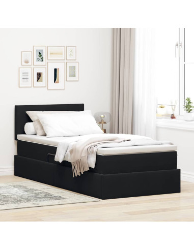 Letto con Contenitore con materasso Nero 90 x 200 cm Velluto