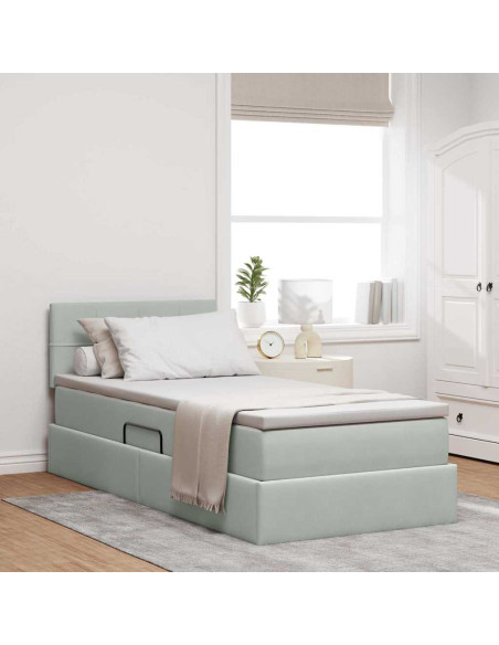 Letto con Contenitore Grigio chiaro 90 x 200 cm Velluto