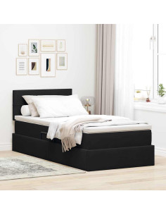 Letto con Contenitore con materasso Nero 90 x 200 cm Velluto