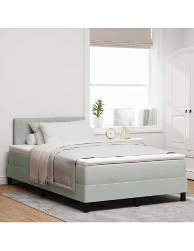 Letto a molle con materasso Grigio chiaro 120 x 190 cm Velluto