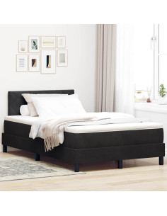 Letto a molle con materasso Nero 120 x 190 cm Velluto