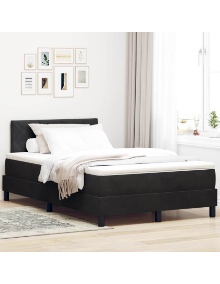 Letto a molle con materasso Nero 120 x 190 cm Velluto
