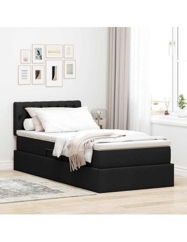 Letto con contenitore e materasso Nero 100 x 200 cm