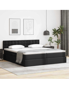Letto con Contenitore Nero 200 x 200 cm Pelle Sintetica 2