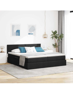 Letto con Contenitore Nero 200 x 200 cm Pelle Sintetica