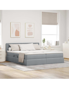 Letto con Contenitore con materasso Grigio chiaro 180 x 200 cm