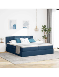 Letto con Contenitore Blu 200 x 200 cm Pelle Sintetica