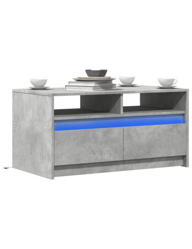 Tavolino da Salotto con Luci LED Grigio Cemento in Truciolato