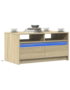 Tavolino da Salotto con Luci LED Rovere Sonoma in Truciolato