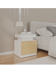 Comodino Bianco e Rovere Sonoma 45x35x52cm in Legno Multistrato