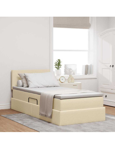 Letto con contenitore e materasso Crema 90 x 190 cm