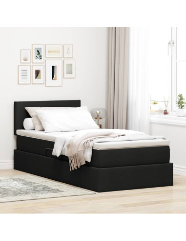 Letto con contenitore e materasso Nero 100 x 200 cm