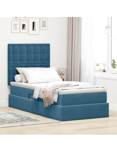 Letto con contenitore e materasso Blu Scuro 100 x 200 cm