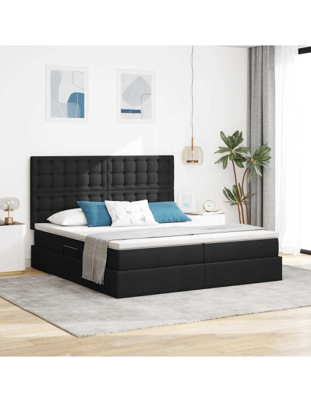 Letto con Contenitore Nero 180 x 200 cm Pelle Sintetica