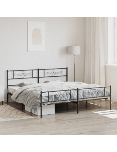 Giroletto con Testiera e Pediera Metallo Nero 200x200 cm