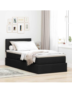 Letto con contenitore e materasso Nero 100 x 200 cm