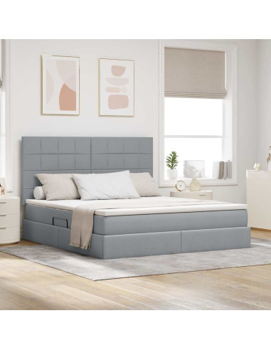 Letto con contenitore e materasso Grigio chiaro 160 x 200 cm
