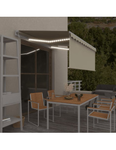 Tenda Automatica Parasole LED Sensore Vento 3,5x2,5cm Crema