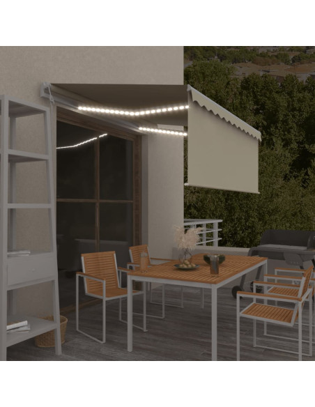 Tenda Automatica Parasole LED Sensore Vento 3,5x2,5cm Crema