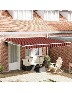 Tenda Retrattile Rosso e Nero 350 x 250 cm Tessuto e acciaio