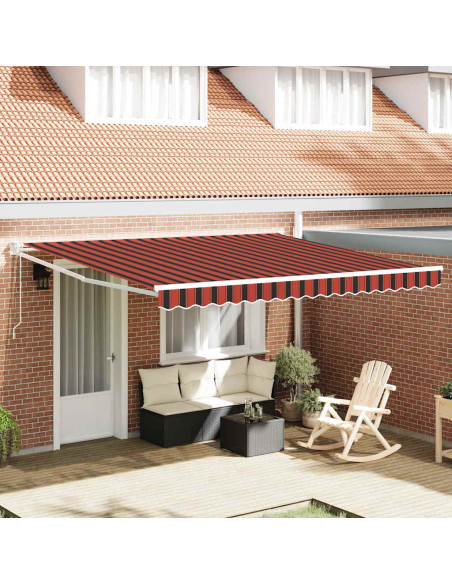 Tenda Retrattile Rosso e Nero 350 x 250 cm Tessuto e acciaio