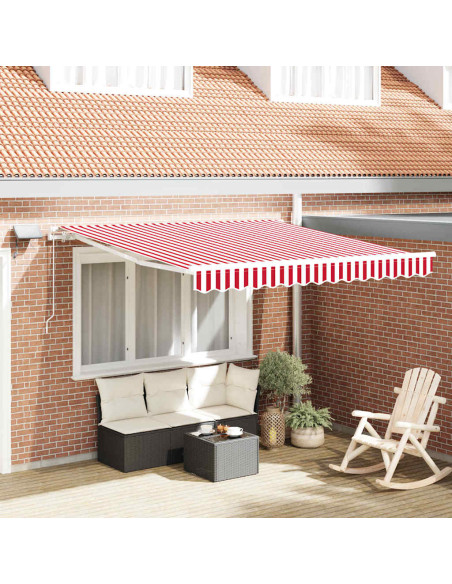 Tenda Retrattile Rosso e Bianco 350 x 250 cm Tessuto e acciaio