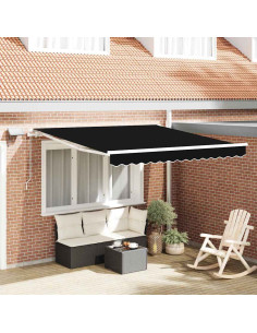 Tenda Retrattile Nero 350 x 250 cm Tessuto e acciaio