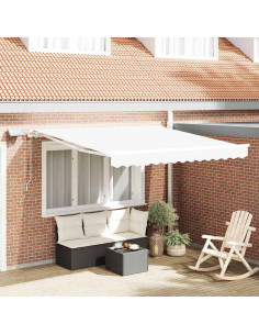 Tenda Retrattile Bianco 350 x 250 cm Tessuto e acciaio
