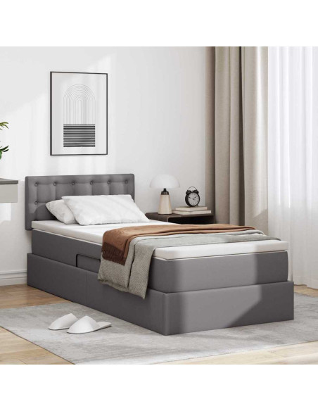 Letto con contenitore e materasso Grigio 90 x 200 cm