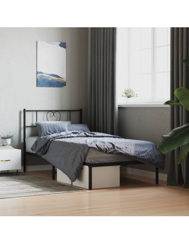 Giroletto con Testiera in Metallo Nero 80x200 cm